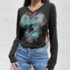 Fairy Grunge Aesthetic Butterfly Printed Autumn T-Shirt 1