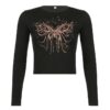 Fairy Grunge Gothic Dark Butterfly Printed Long Sleeve T-Shirt 4
