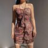 Grunge Fairycore Vintage Printed Strap Lace Summer Ruched Dress 3