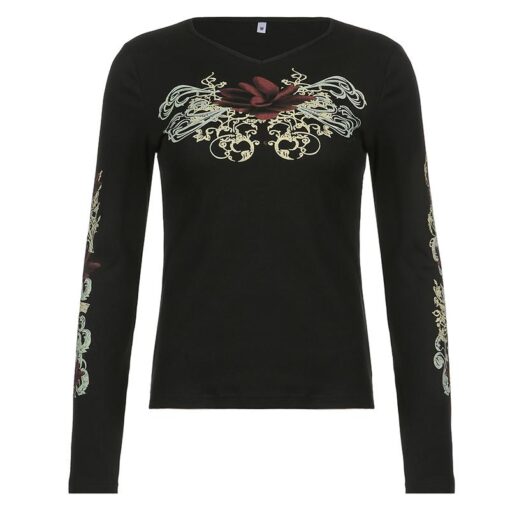 Fairy Grunge Retro Printed Wing Aesthetic Long Sleeve T-Shirt 3