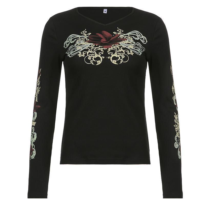 Fairy Grunge Retro Printed Wing Aesthetic Long Sleeve T-Shirt 5
