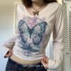 Fairy Grunge Aesthetic Butterfly Printed Autumn T-Shirt 3