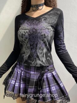 Retro Fairycore Angel Printed Fairy Grunge Y2K Slim Long Sleeve T-Shirt 13