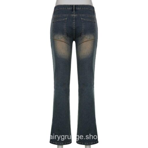 Fairy Grunge Vintage Embroidery Skinny Low Waist Jeans 5