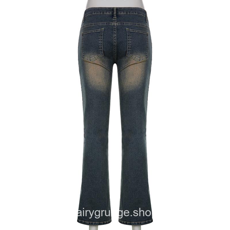 Fairy Grunge Vintage Embroidery Skinny Low Waist Jeans 9