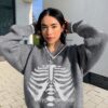 Grunge Fairycore Gothic Skeleton Woman Sweater 3