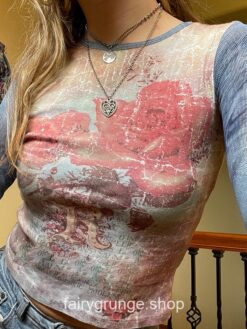 Tie Dye Printed Autumn Bodycon Fairy Grunge Aesthetic T-Shirt 6