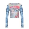 Tie Dye Printed Autumn Bodycon Fairy Grunge Aesthetic T-Shirt 4