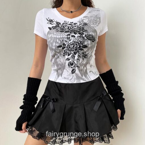 Retro Fairycore Angel Printed Fairy Grunge Y2K Slim Long Sleeve T-Shirt 14
