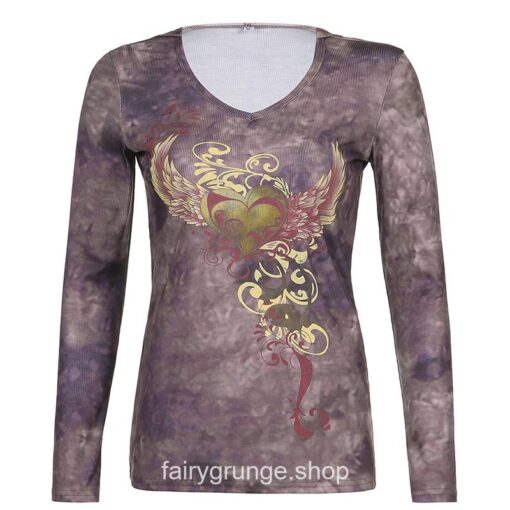 Retro Aesthetic Heart Fairy Grunge Tie Dye T-Shirt 4