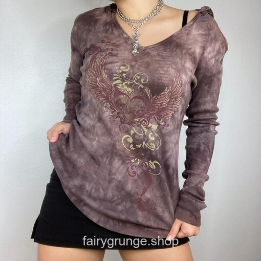 Retro Aesthetic Heart Fairy Grunge Tie Dye T-Shirt 2