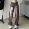 Printed Baggy DenimVintage Fashion Straight Low Rise Jean 12