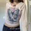 Fairy Grunge Aesthetic Butterfly Printed Autumn T-Shirt 9