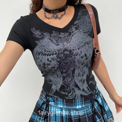 Fairy Grunge Y2K Retro Wing Graphic Print Summer T-Shirt 2