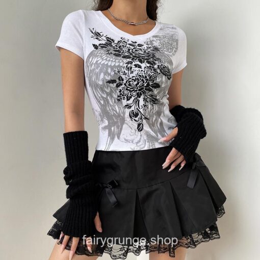Fairy Grunge Y2K Retro Wing Graphic Print Summer T-Shirt 10