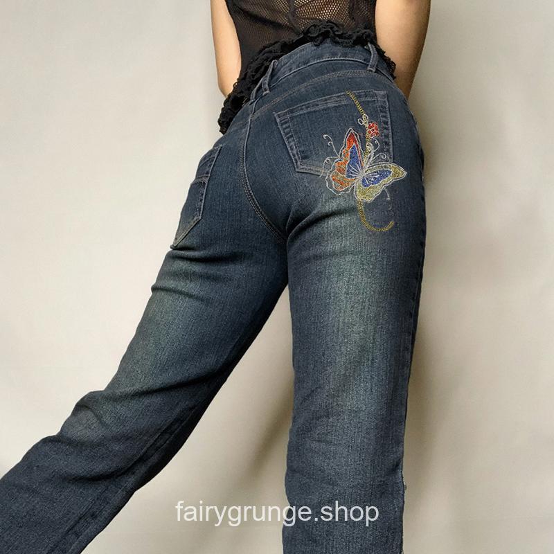 Vintage Y2K Butterfly Embroidery Low Rise Jean 5