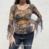 Vintage Fashion Floral PrintLace Patchwork Flare Sleeve 90s T-Shirt 6