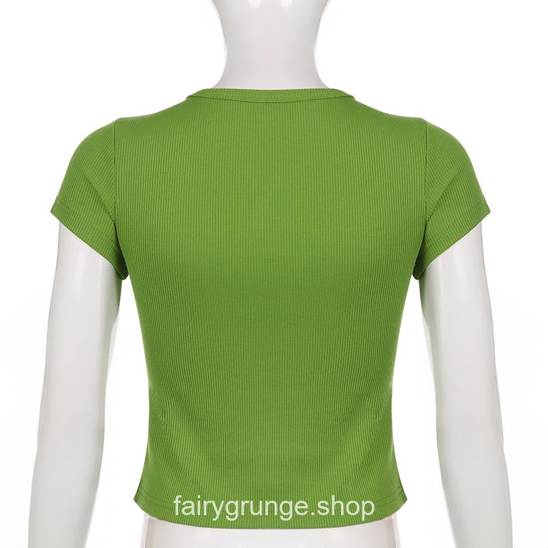 Fairycore Green Graphic Butterfly Printed Cropped Top 7