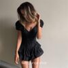 Fairy Grunge Fashion V Neck Ruffles Pleated Chic Corset Dress 7