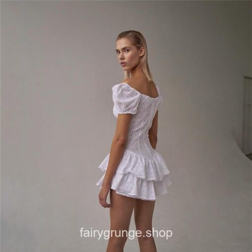 Fairy Grunge Fashion V Neck Ruffles Pleated Chic Corset Dress 11