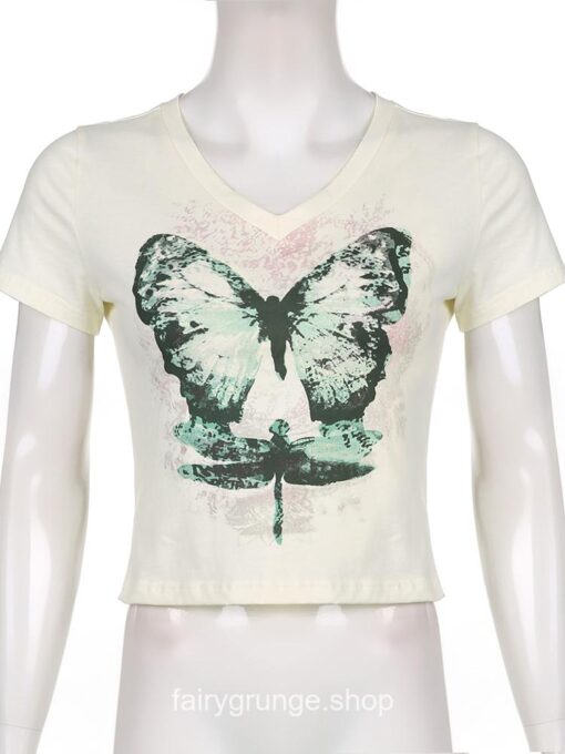 Butterfly Printed Summer Grunge Fairycore Chic T-Shirt 3