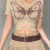 Fairycore Butterfly Printed Frill Short Sleeve Crop Top 2